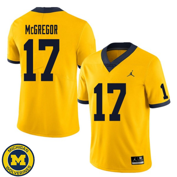 Mens Michigan Wolverines #17 Braiden McGregor Yellow Football Jersey